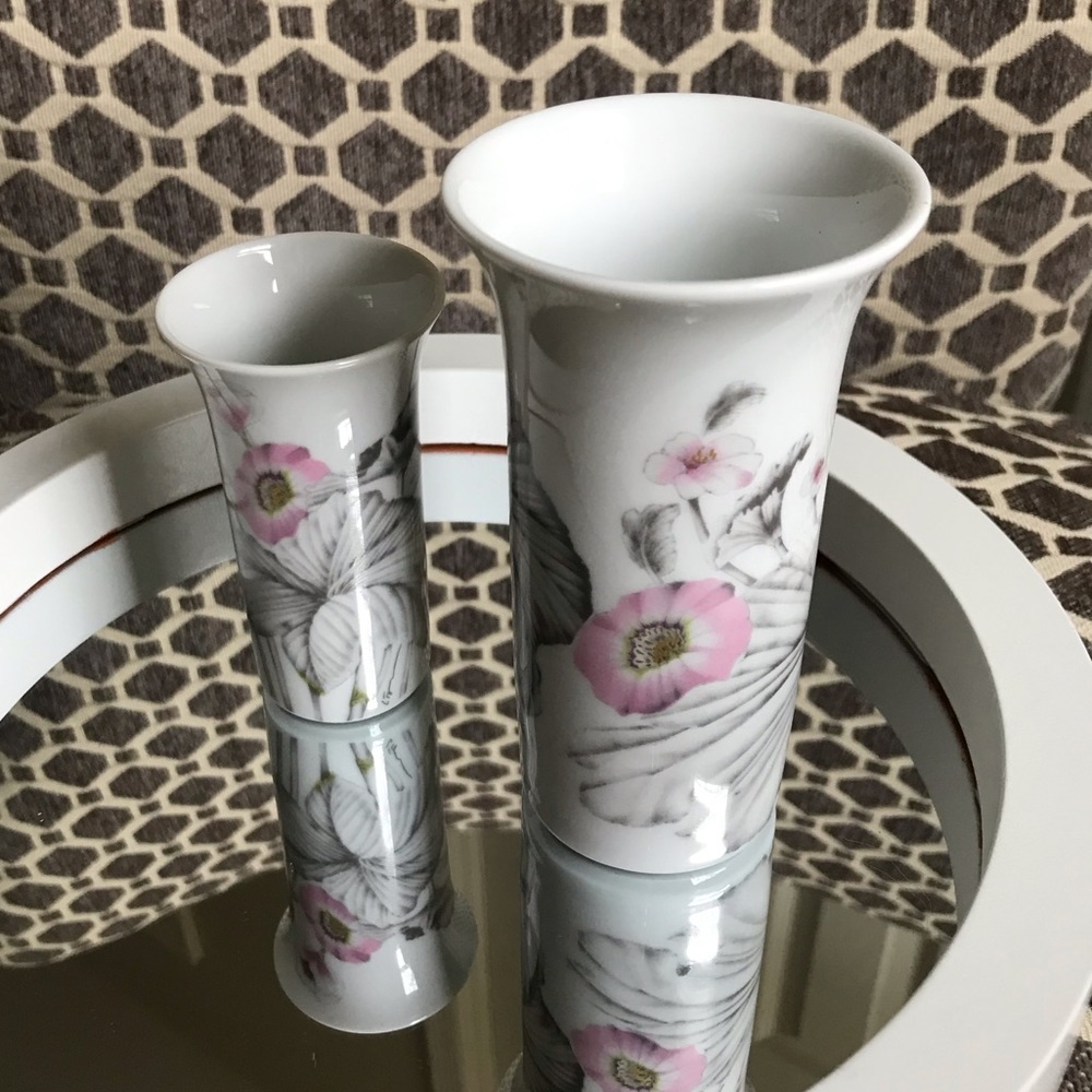 Rosenthal Studio Linie Germany Pink Flower Bud Vase Set (2) 🌸